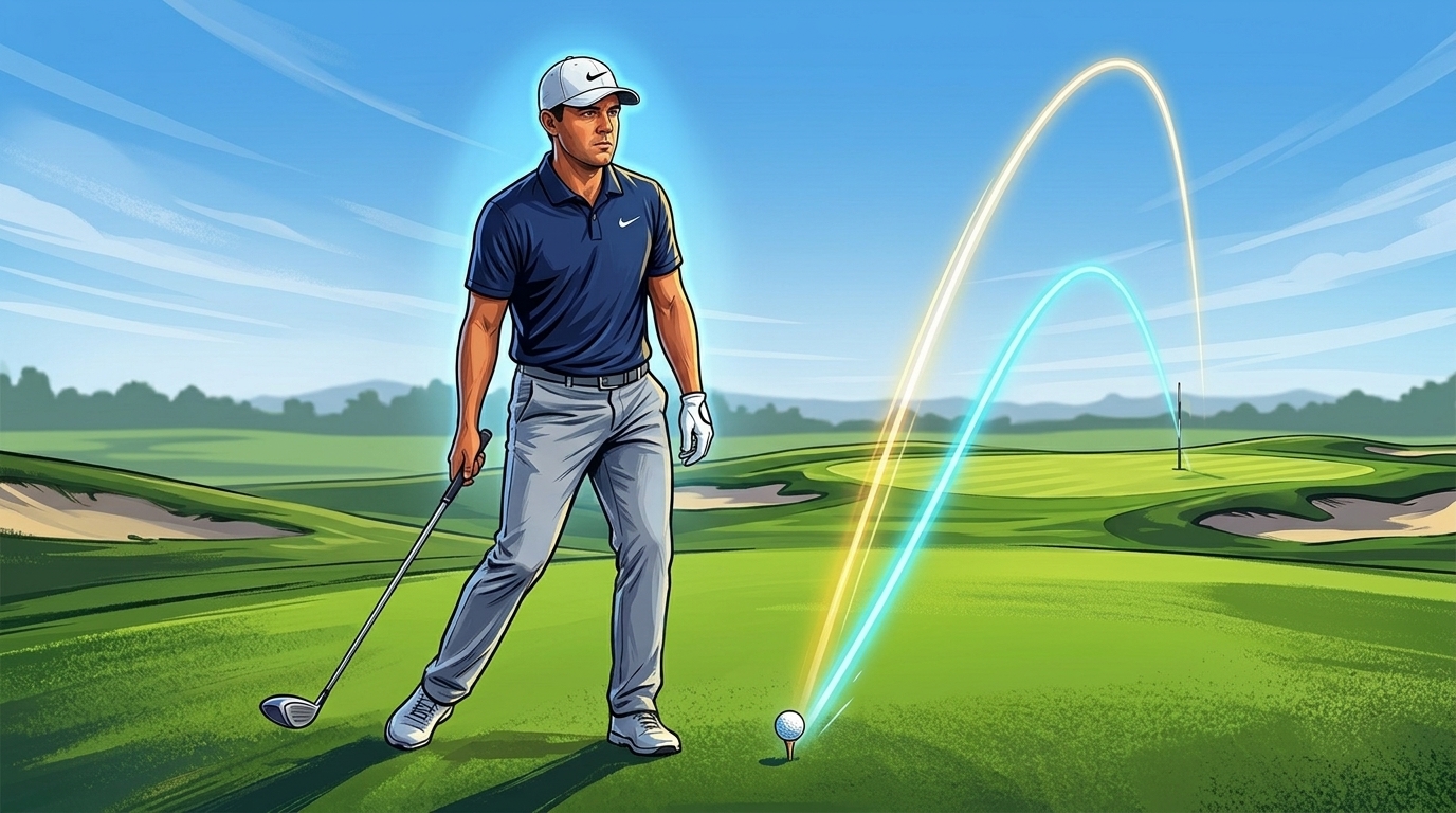 PGA golfer standing in deep concentration behind the ball during pre-shot routine